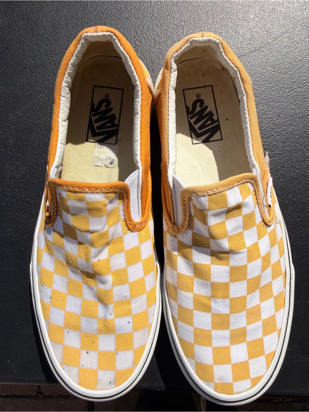 Vans Checkerboard Slip-On Sneakers in Yellow & White